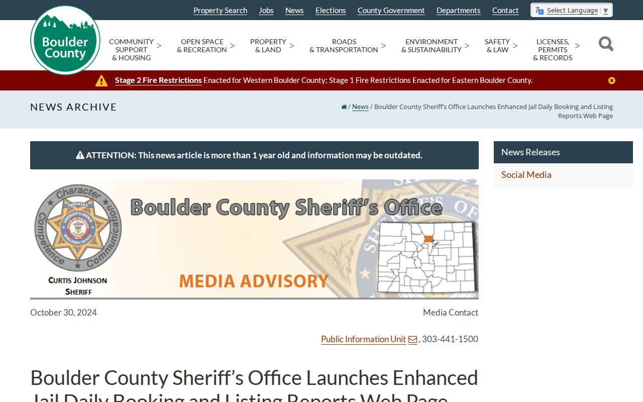 Boulder County arrest lookup enhanced jail reports