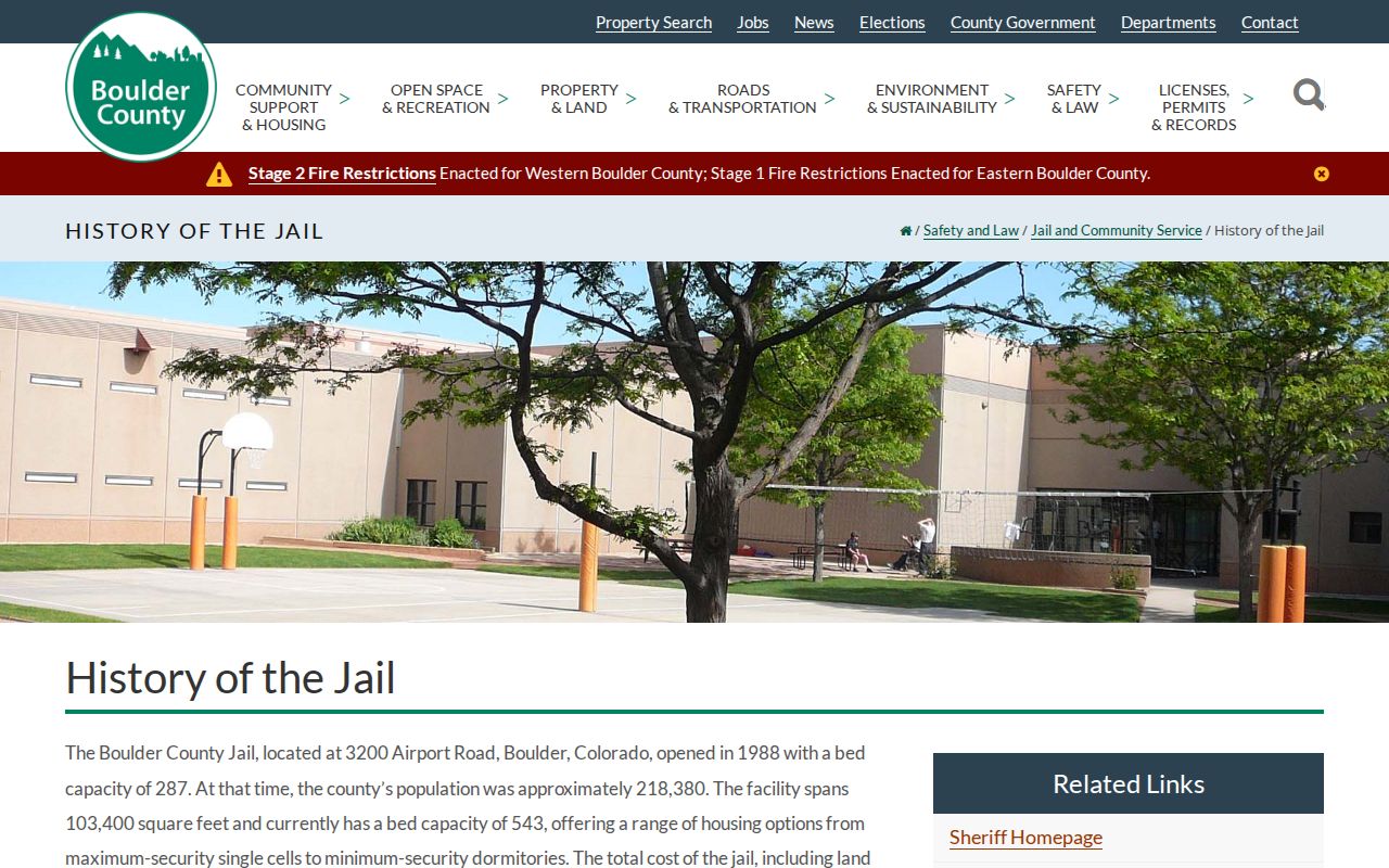 Boulder County arrest history jail facility