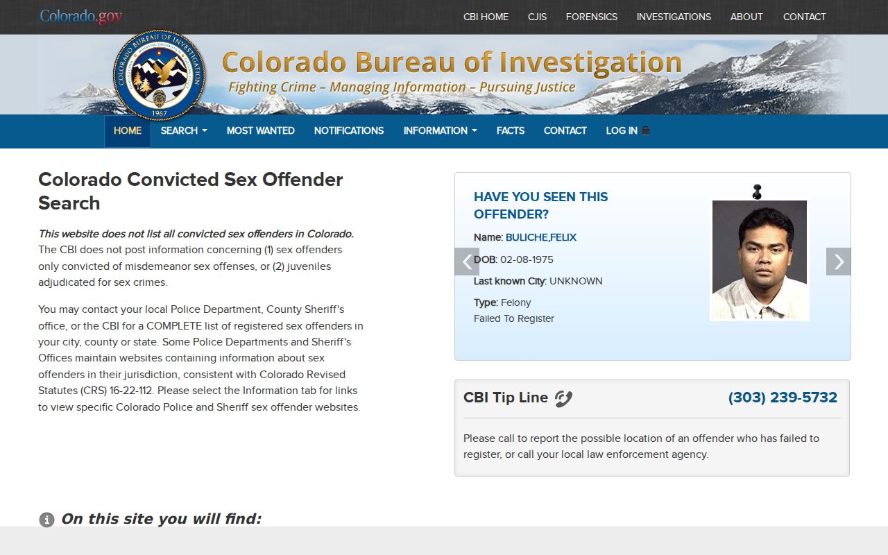 Boulder County sex offender search on the Colorado registry